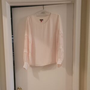 Pleated Pink Puff Sleeve Blouse